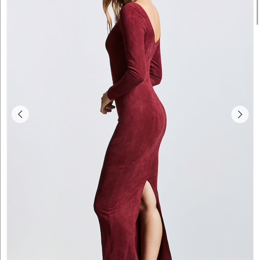 Wine back slit velvet dress